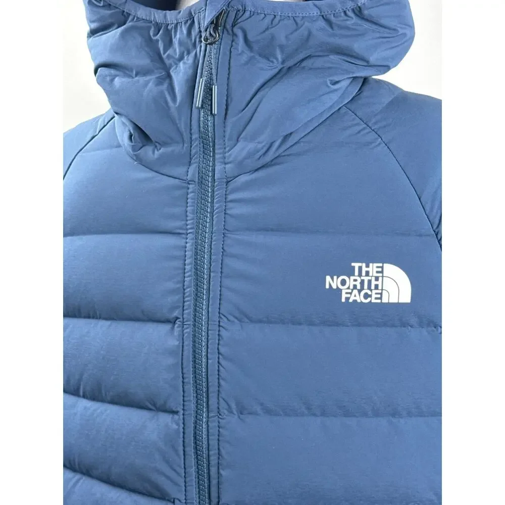 The North Face Puffer Jacket Belleview Down Mens Medium Blue‎ Hoodie Stretch